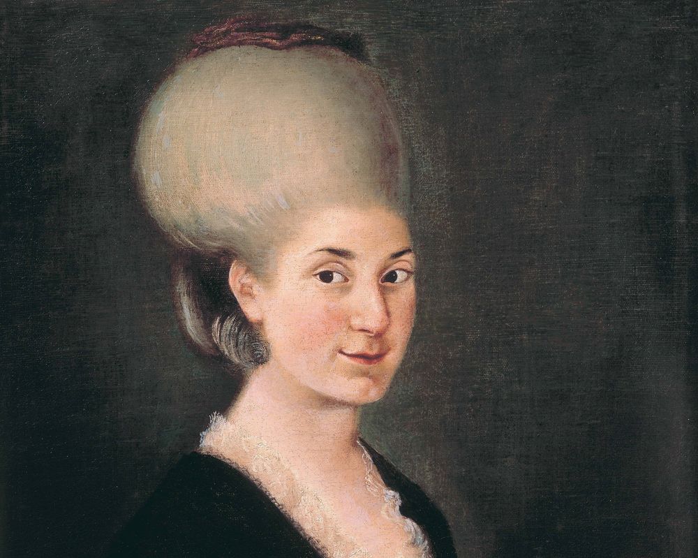 Part of portrait of Maria Anna Mozart, around 1785