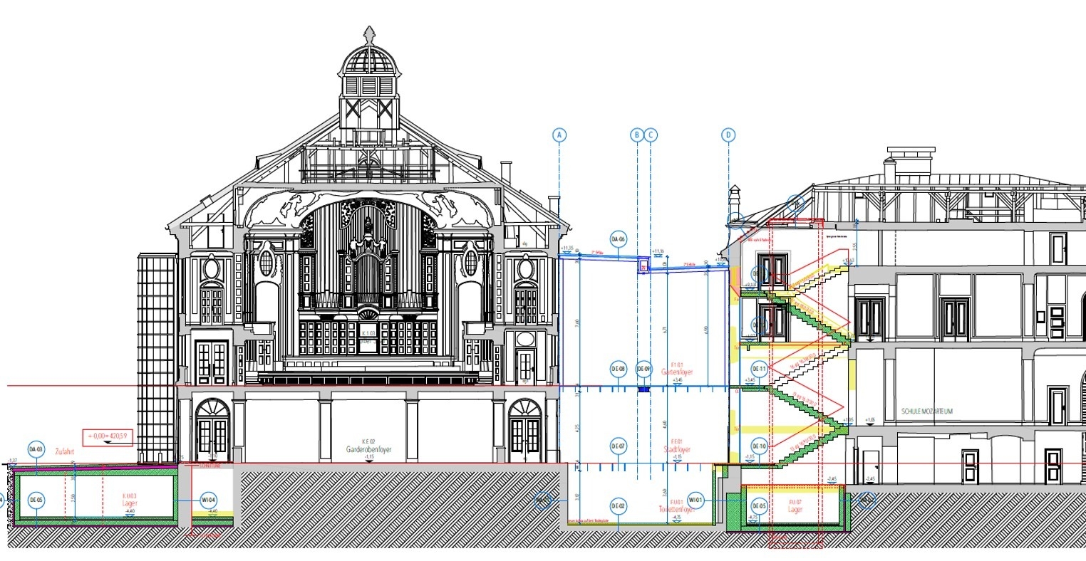 Entwurf Neugestaltung Großes Foyer zwischen Verwaltungstrakt und Konzerthaus